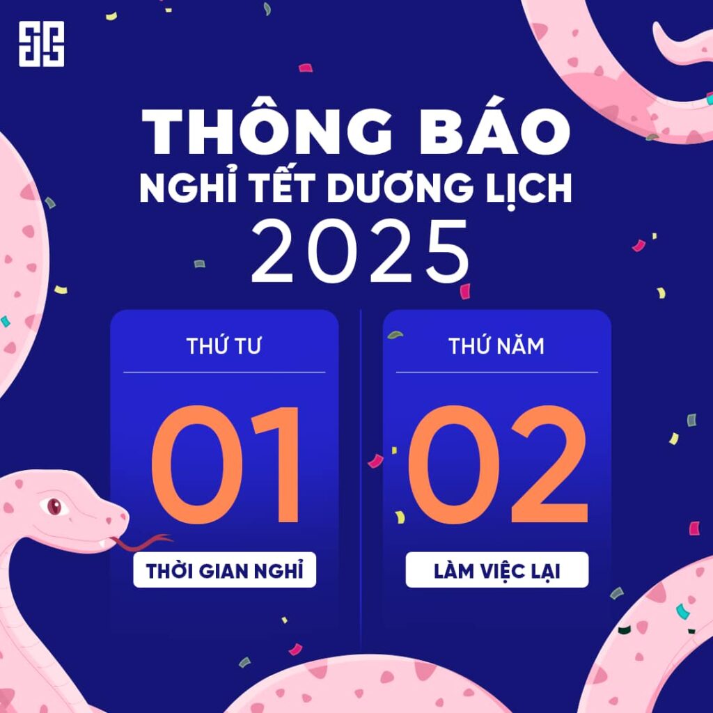 🎉THÔNG BÁO THỜI GIAN NGHỈ TẾT DƯƠNG LỊCH🎉