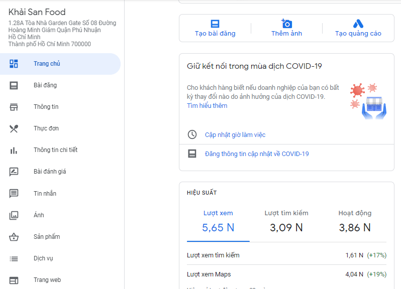 Dịch Vụ Xác Minh Doanh Nghiệp Google Maps Dps Giá Rẻ 2021 Dịch vụ xác minh doanh nghiệp Google Maps đã mang đến lượt xem và tìm kiếm rất tốt cho Khải San Food.