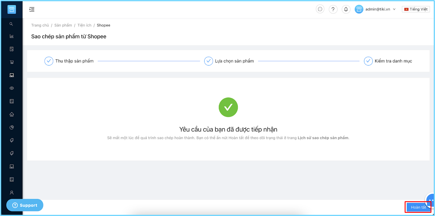 sao chép sản phẩm từ shopee sang tiki