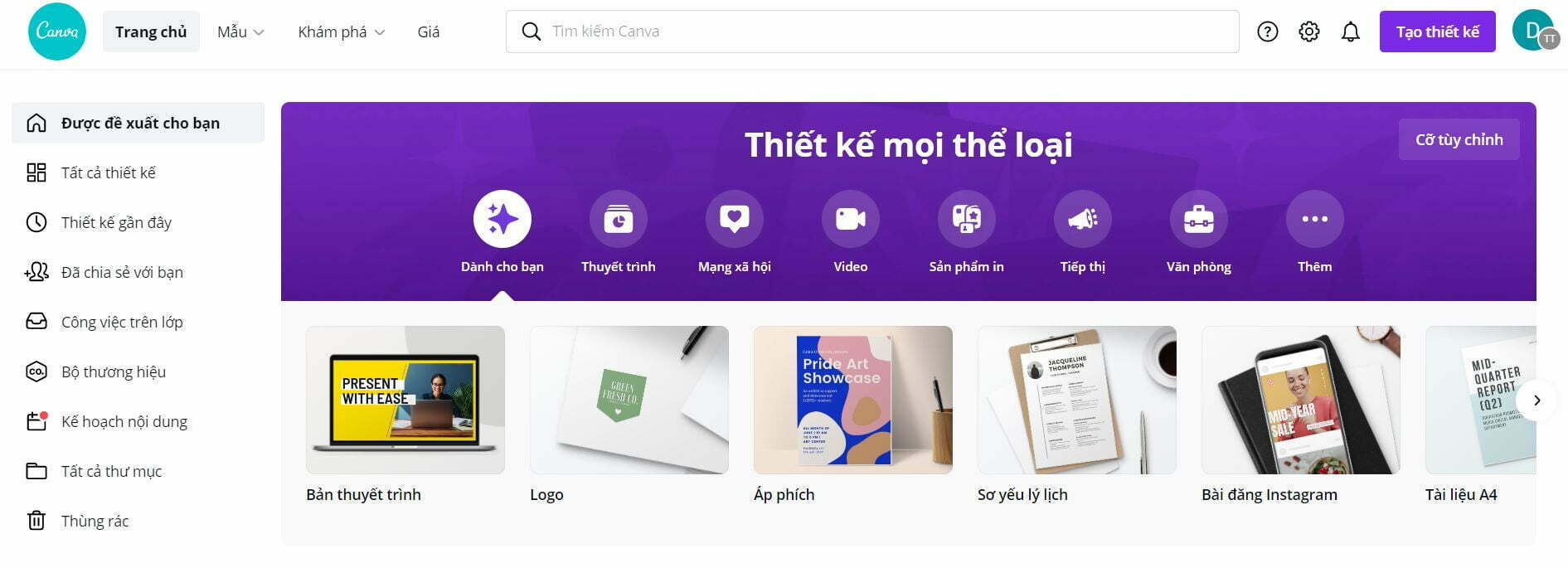 Hướng Dẫn Sử Dụng Canva, Tạo Bản Thiết Kế Cực Chất Chỉ Trong Vài Phút Bước 2 - Hướng dẫn sử dụng Canva