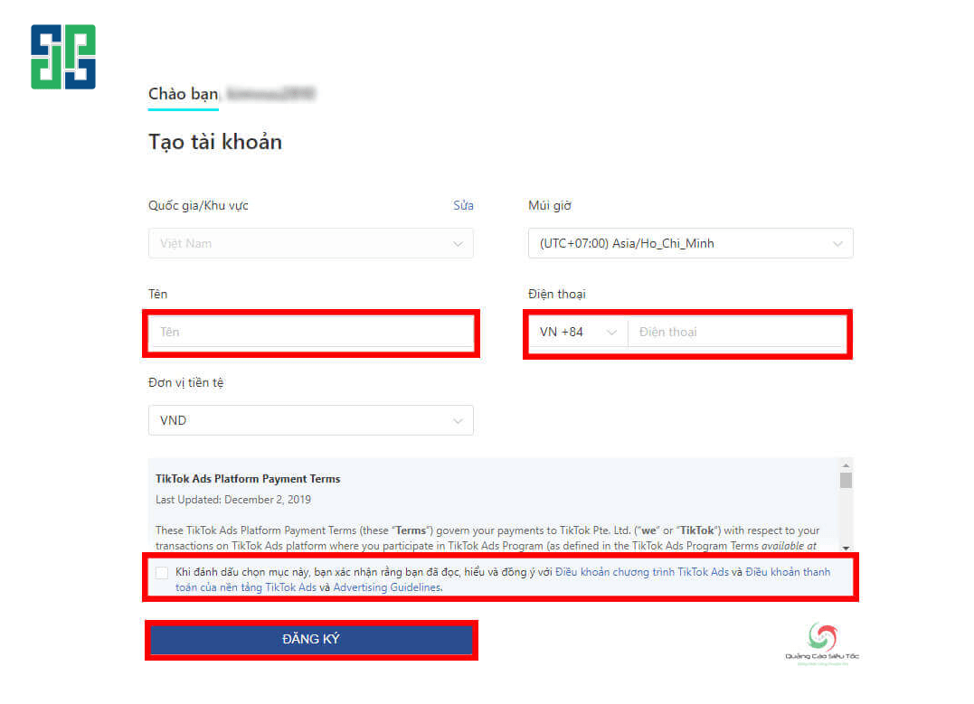 Hoàn Thành Các Thông Tin Bắt Buộc Khi Đăng Ký Tài Khoản Tiktok Ads Hoàn thành các thông tin bắt buộc khi đăng ký tài khoản TikTok Ads