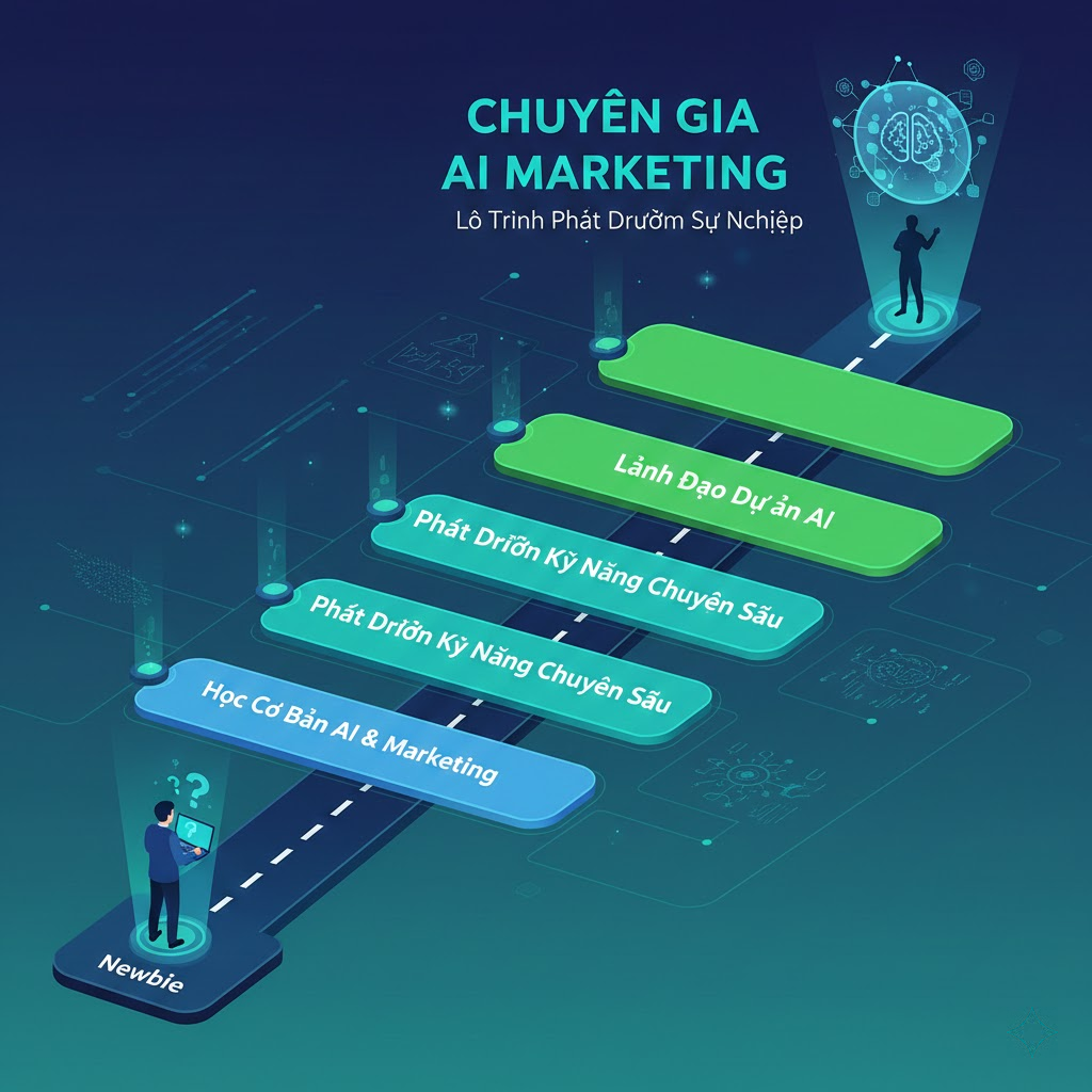 Tương Lai Của Marketer Việt Trước Làn Sóng Ai: Nên Học Kỹ Năng Gì Để Không Bị Đào Thải? 5. Lộ Trình Phát Triển Sự Nghiệp: Từ Newbie Đến Chuyên Gia AI Marketing