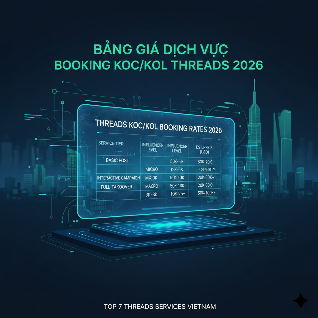 3. Bảng gi&aacute; Dịch vụ Booking KOC/KOL Threads 2026
