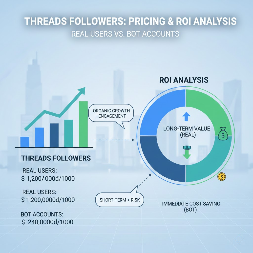 4. Bảng gi&aacute; Tăng follow Threads v&agrave; Ph&acirc;n t&iacute;ch hiệu quả đầu tư