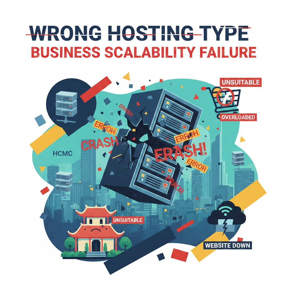 6. Chọn sai loại h&igrave;nh Hosting cho quy m&ocirc; doanh nghiệp