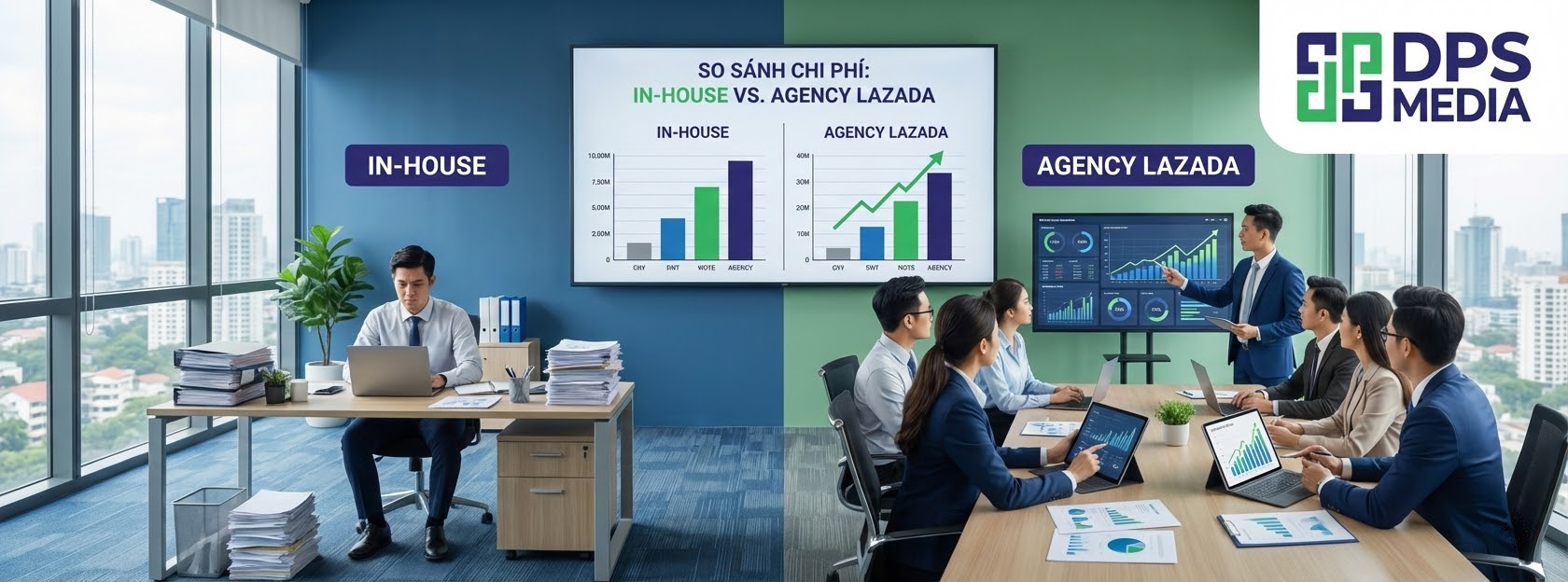 So S&aacute;nh Chi Ph&iacute; Thu&ecirc; Nh&acirc;n Sự In-house V&agrave; Agency Lazada