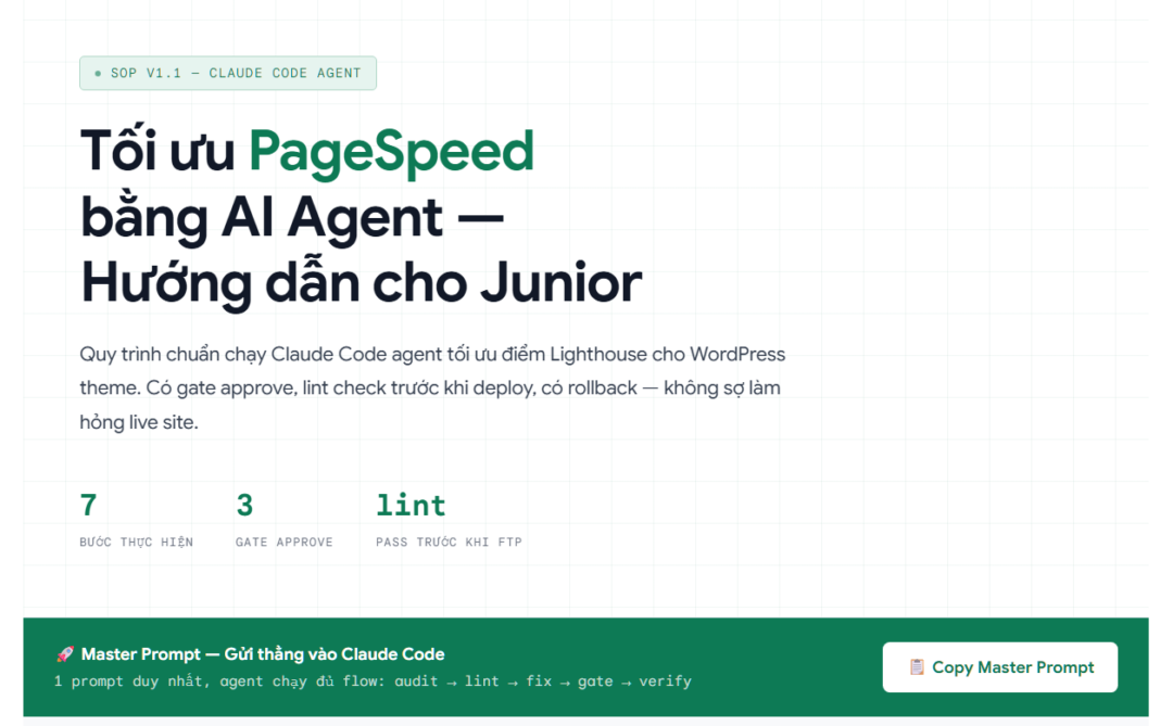 Tối ưu PageSpeed với AI Agent — Hướng dẫn cho Junior