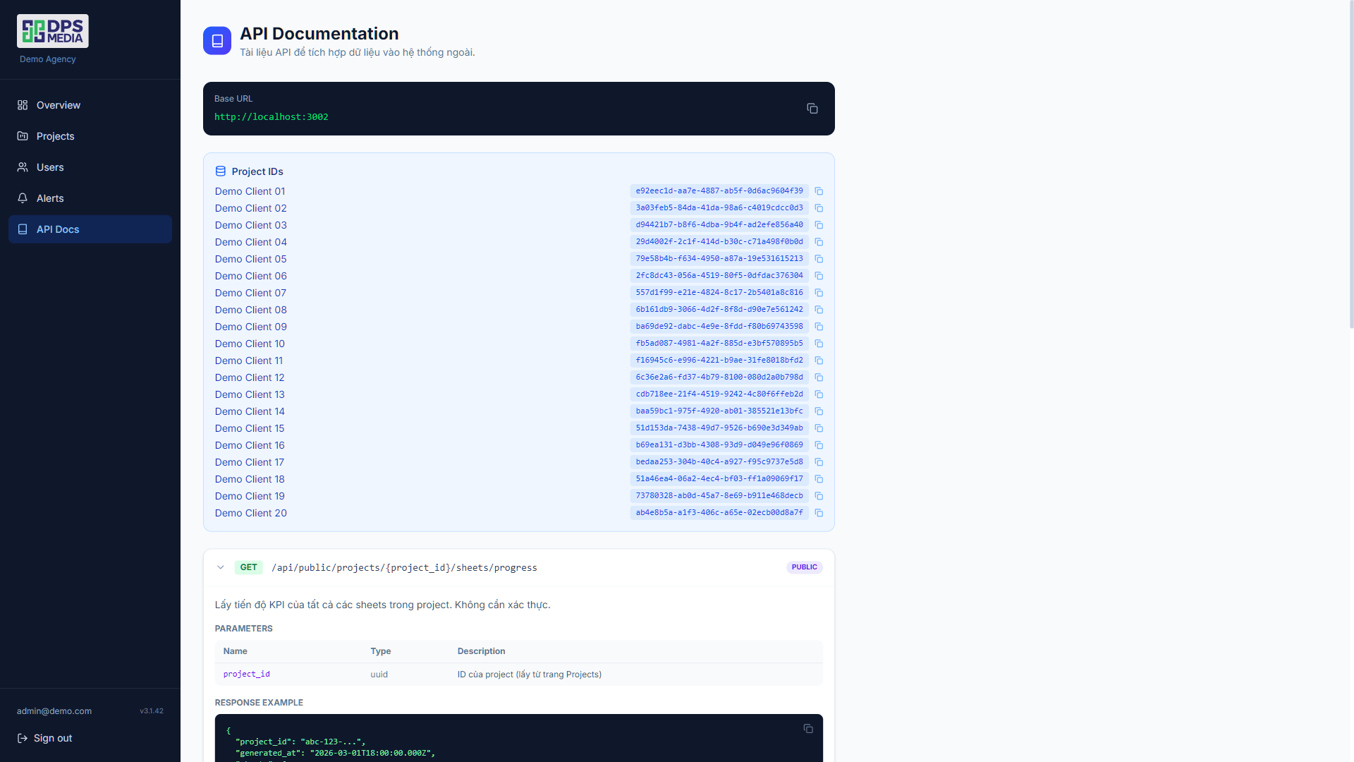 Built-in API documentation in the admin portal
