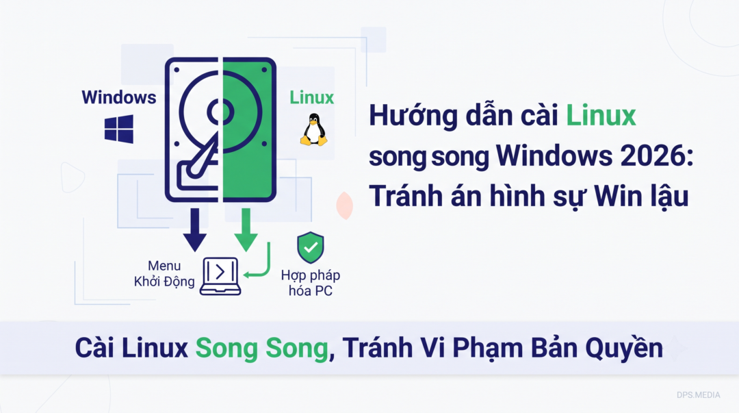 Hướng dẫn cài Linux song song Windows 2026: Tránh án hình sự Win lậu