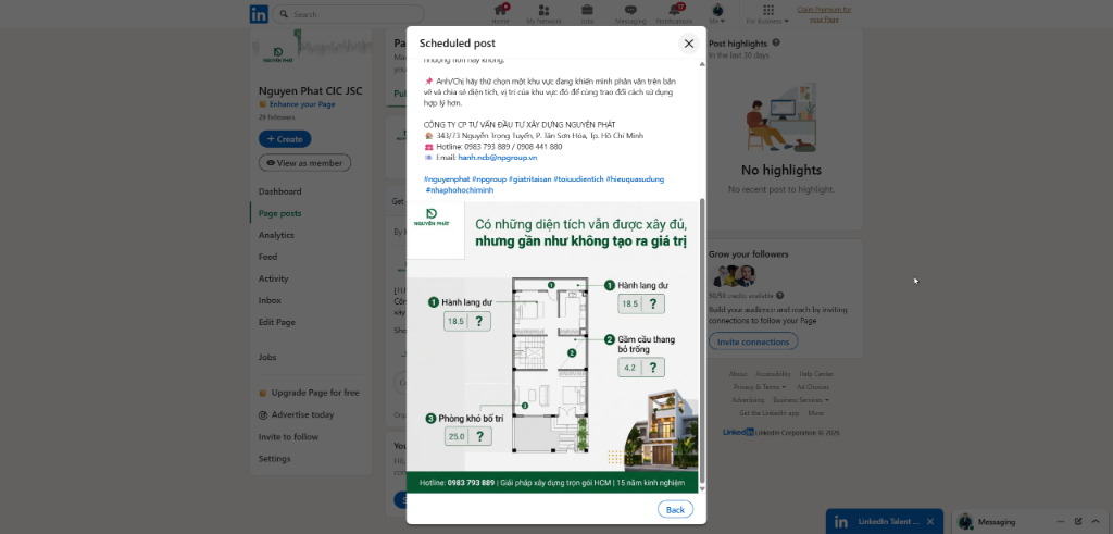 Chi tiết bài đăng kèm Infographic trên LinkedIn
