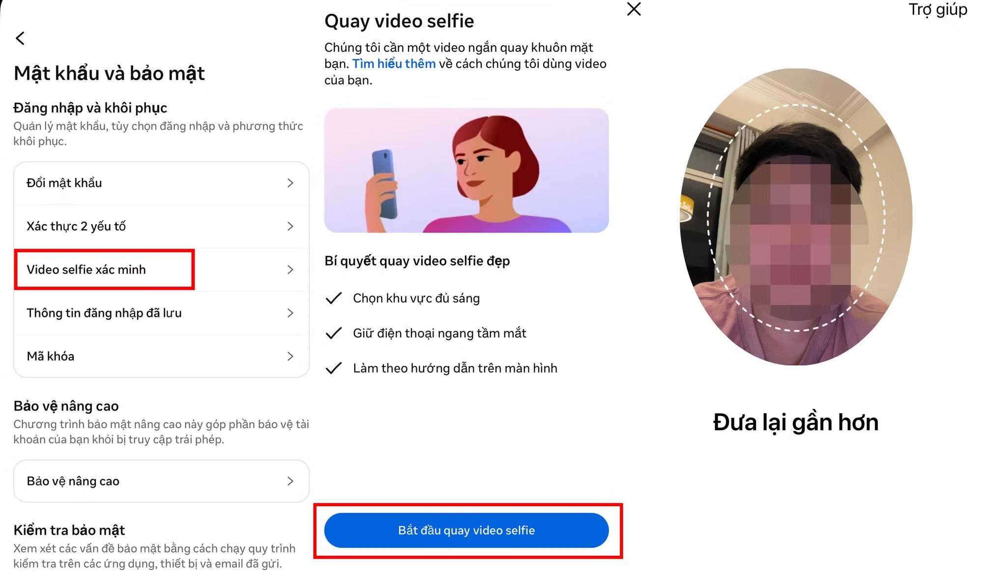 Screen showing instructions for recording a video selfie to verify Facebook Verified