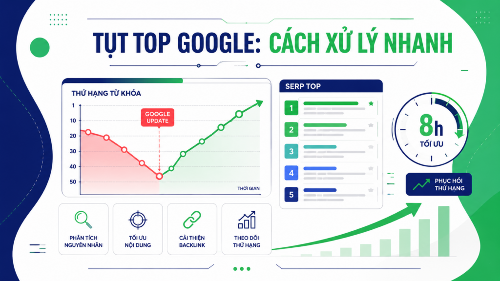 Từ khóa tụt top sau Google Update: 5 bước đọc SERP và kéo hạng lại trong 8 giờ