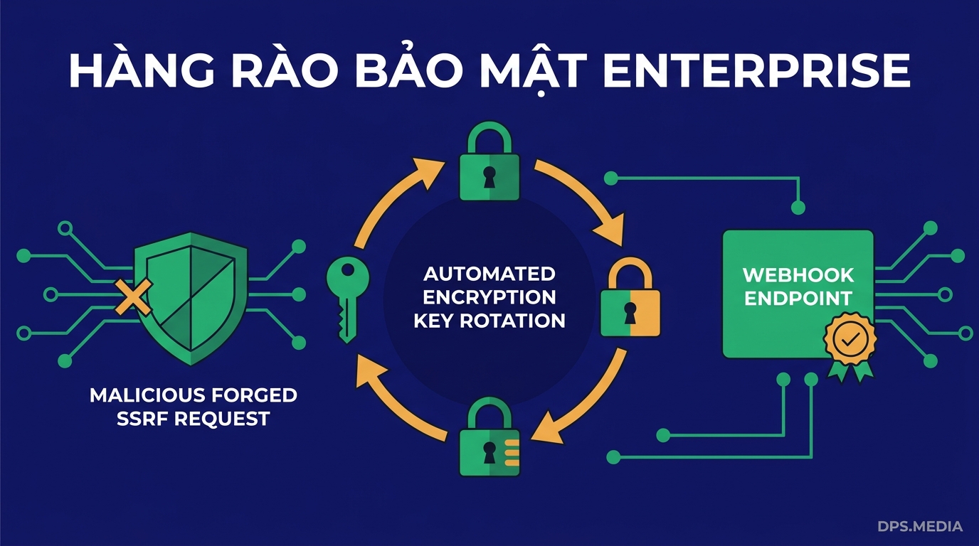 N8N 3.0 Ra Mắt: Bước Tiến Đột Phá Về Ổn Định, Bảo Mật Và Lộ Trình Nâng Cấp 2026 Hàng rào an ninh và tự động xoay khóa mã hóa n8n 3.0