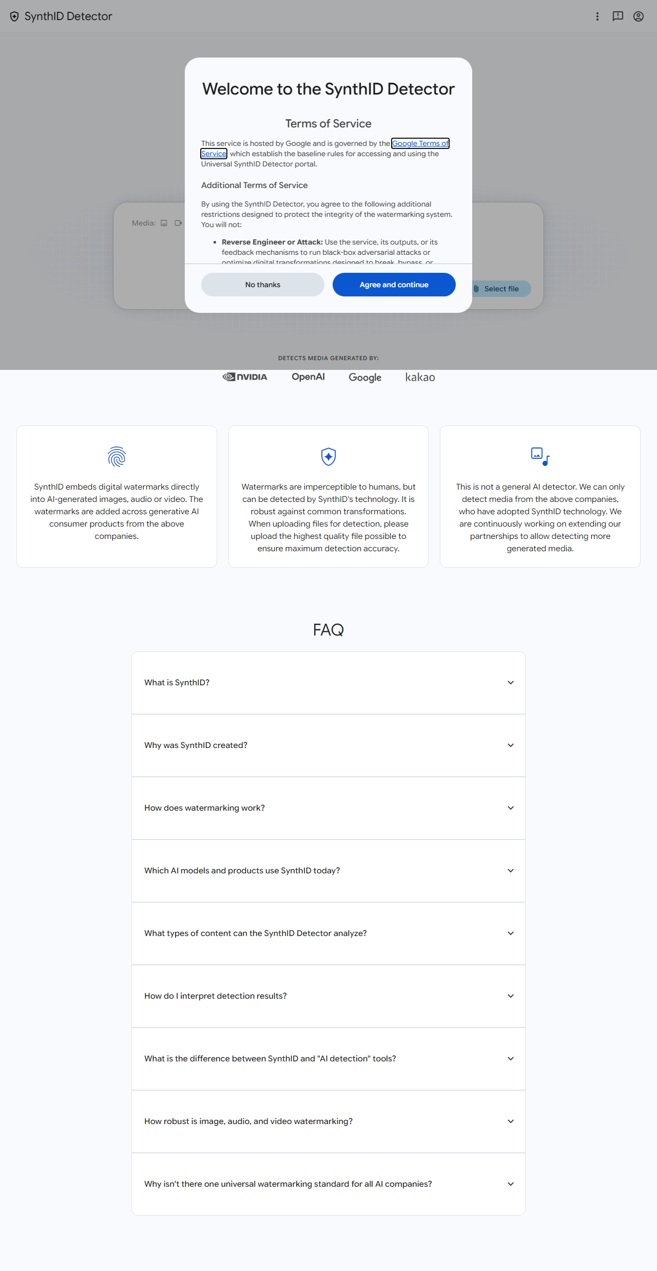 Synthid Detector: Công Cụ Nhận Diện Hình Ảnh, Video Và Âm Thanh Ai Từ Google Deepmind SynthID Detector giao diện cổng kiểm tra tệp tin trực tuyến tại synthid.com