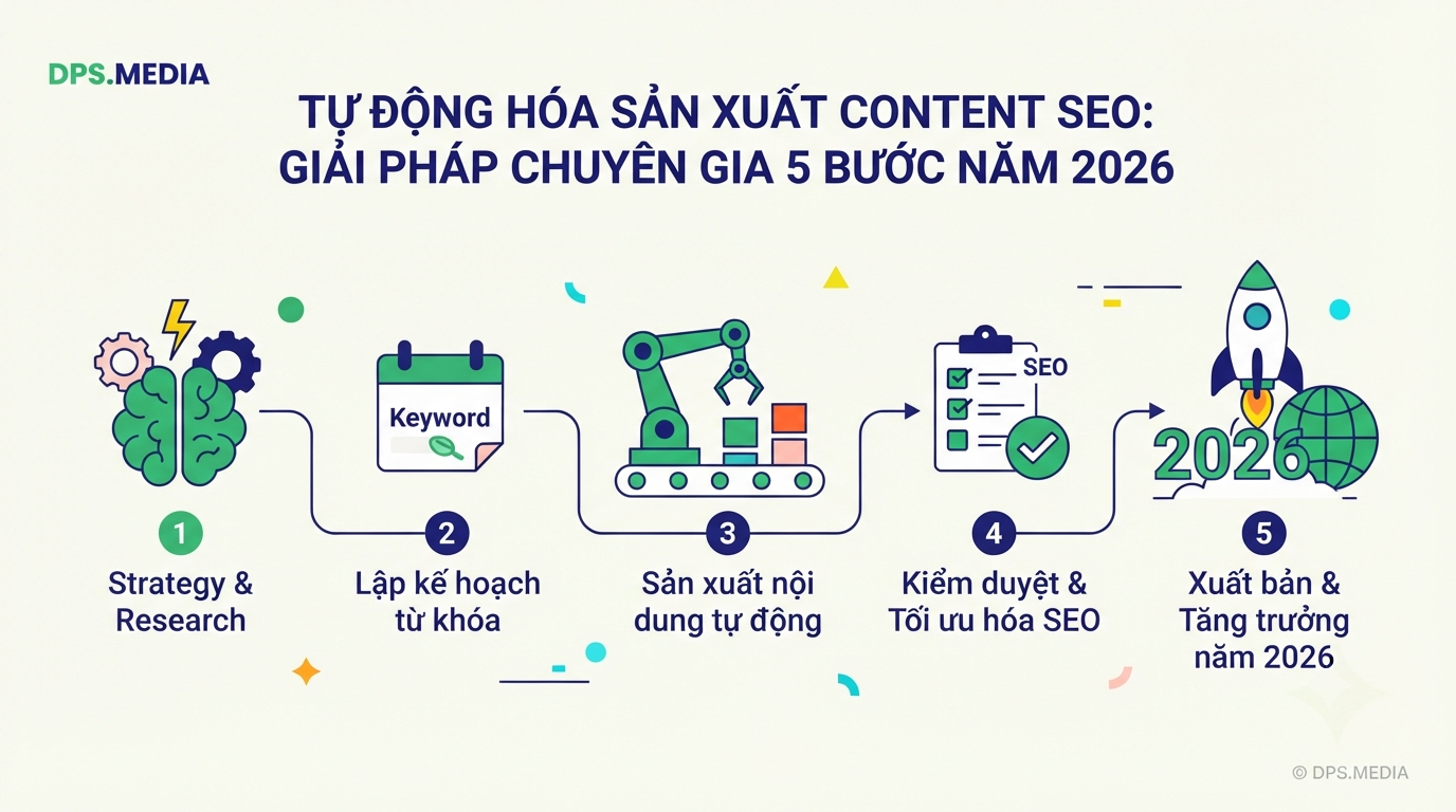 Tự động hóa sản xuất content SEO: Giải pháp chuyên gia 5 bước năm 2026