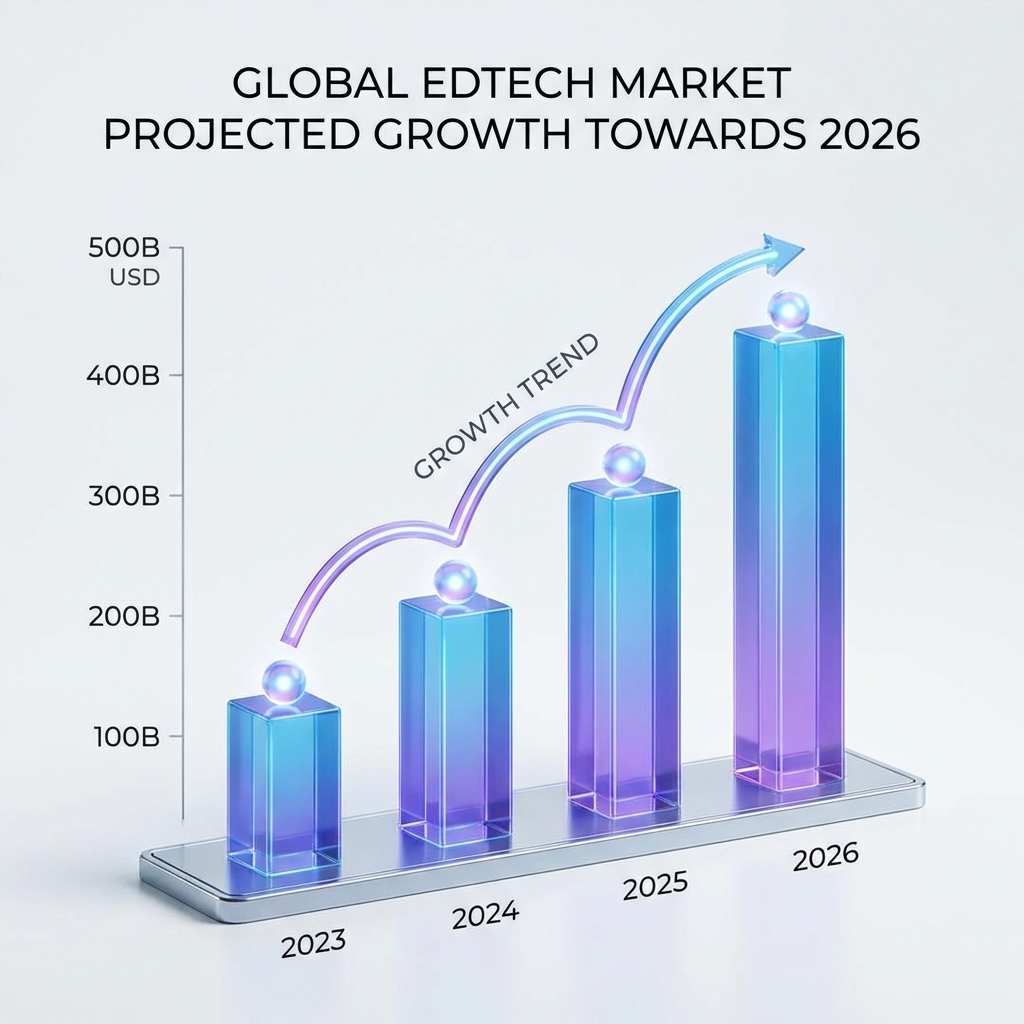 Biểu đồ tăng trưởng EdTech hỗ trợ kiếm tiền affiliate khóa học
