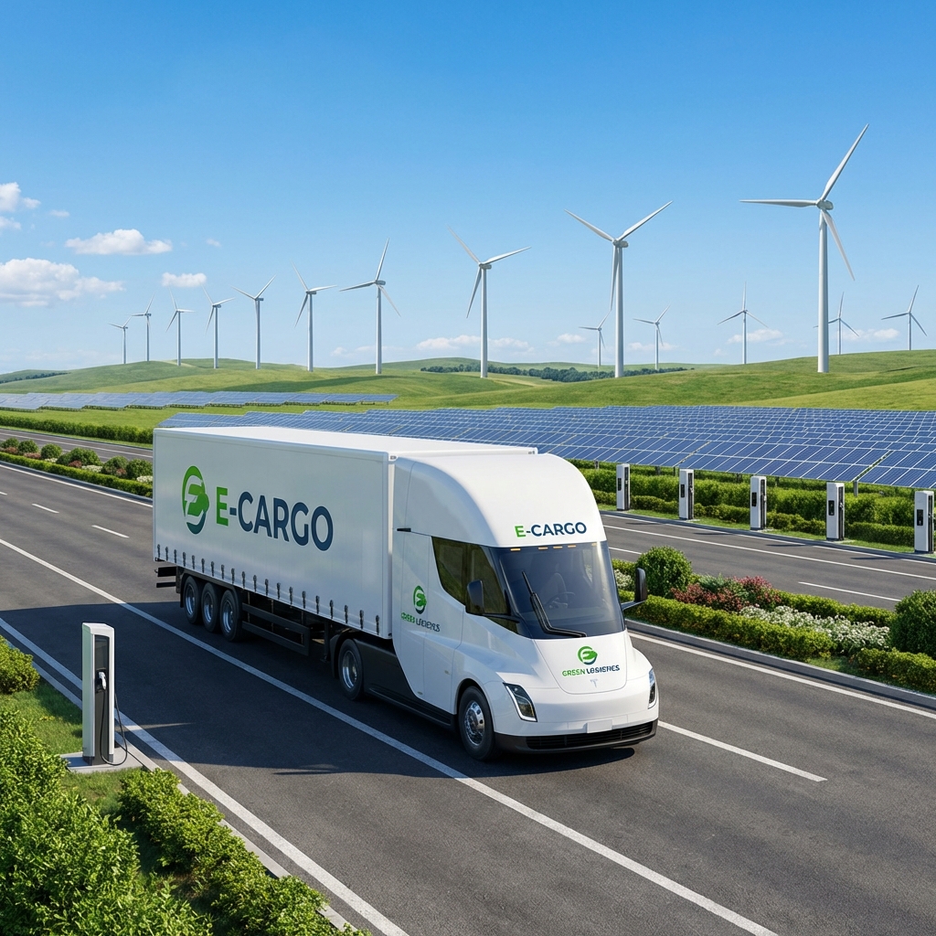 Electric Trucks Transporting Goods - Green Logistics Trend